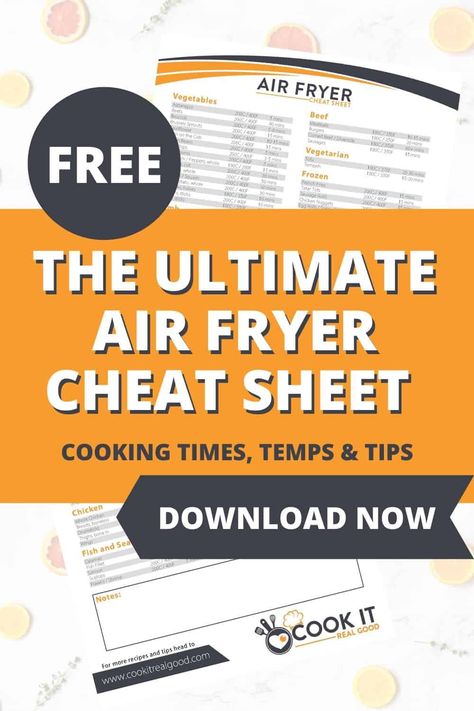 New to air frying and unsure where to start?  I've put together a free air fryer cooking chart with all the times and temperatures you need to get you started using your air fryer.  This chart is the ultimate cheat sheet to cooking in the air fryer.  #airfryercookingchart #airfryercookingtimes #airfry Air Fryer Cooking Chart, Air Fryer Recipes Chicken Wings, Cooking Charts, Air Fryer Cooking, Silicone Muffin Cups, Diy Mixes, Air Fryer Cooking Times, Air Fried Food, Airfryer Recipes