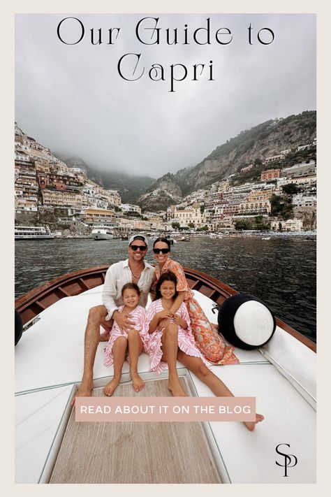 Sharing more of my Italy content today with our stay on the island of Capri. TJ and I visited this beautiful little island last summer when we went for our anniversary trip, and it left an impression on us so much so that we decided to spend 4 nights here! I put together everything you need to know on where to stay, what to eat/do in Capri! To see our full itinerary, check out my full blog post here | travel, summer, vacation, italy, inspiration, explore, vacay Amalfi Coast Boat Outfit, Capri Italy Boat Outfit, What To Do In Capri Italy, Capri Boat Tour, Capri Italy Outfits, What To Wear On A Boat, Italy In September, Italy Travel Outfit, Vacation Italy