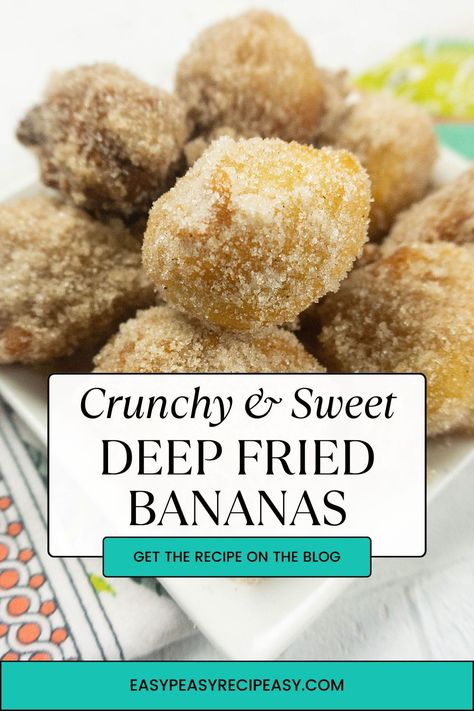 Treat yourself to a crispy delight with our Deep Fried Bananas! Golden and crunchy on the outside, warm and gooey on the inside, these sweet treats are perfect for satisfying your dessert cravings. #DeepFriedBananas #FriedTreats #DessertLovers #EasyRecipe #SweetIndulgence #CrispyDelight Deep Fried Treats, Fried Desserts, Deep Fried Bananas, Dessert Cravings, Fried Dessert, Deep Fried Food, Fried Bananas, Mexican Dessert Recipes, Banana Bites