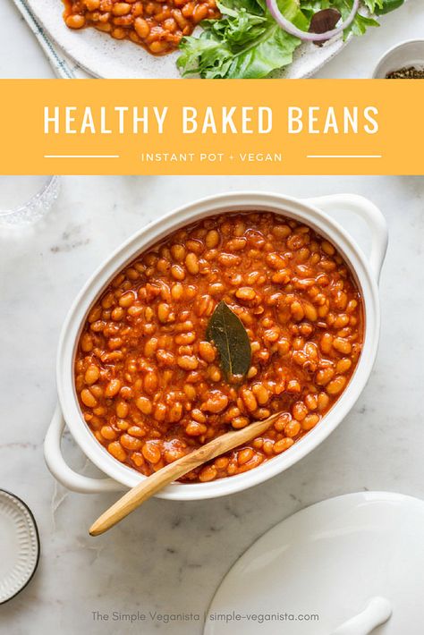 Baked Beans Instant Pot, Vegan Baked Beans, Baked Beans Vegan, Healthy Baked Beans, Beans Instant Pot, Baked Beans From Scratch, Homemade Baked Beans, Clean Eating Vegan, Vegan Instant Pot Recipes