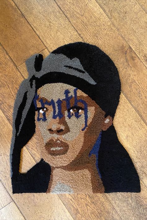 Rihanna Vogue Cover, handmade, punch needle rug. Size 62x46 cm. Living Room Persian Rug, Rug In Living Room, Living Room Boho Decor, Room Boho Decor, Rihanna Vogue, Boho Living Room Rug, Aesthetic Graffiti, Throw Pillow Couch, Punch Needle Rug