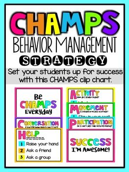 CHAMPS is a behavioral management tool to make sure your students are successful with each and every lesson. Assign a CHAMPS classroom job to get your students involved in their learning and behavior. Can't get rid of that control? It's just a quick and easy change of a clothespin for your students to be on the right track. Challenging Behaviors In The Classroom, Behavior Flow Chart Elementary, Champs Behavior Management Bulletin Boards, Champ Classroom Management, Champs Behavior Management, Champs Classroom Management, Behavioral Management, Clip Chart Alternative Behavior System, Classroom Job