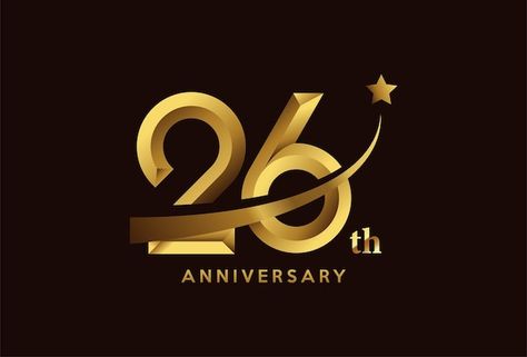 Vector golden 26 year anniversary celebr... | Premium Vector #Freepik #vector #star-logo #corporate-anniversary #number-logo #anniversary-logo 26th Wedding Anniversary, Corporate Anniversary, 26th Anniversary, Alphabet Art Print, Star Symbol, Number Logo, Group Logo, Branding Projects, Logo Number