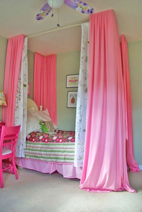 Girls Canopy, Girls Bed Canopy, Diy Canopy, Pink Bedrooms, Ideas Hogar, Trendy Bedroom, Girl Beds