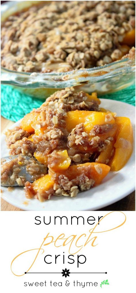 Summer Peach Crisp - This has to be the best peach crisp recipe around: well-rounded in flavor, simple to make, and the best way to use up your summer peaches. www.sweetteaandthyme.com Easy Peach Crisp, Peach Crisp Recipe, Best Summer Desserts, Peach Crumble, Peach Crisp, Peach Desserts, Fresh Peaches, Summer Dessert Recipes, Peach Recipe