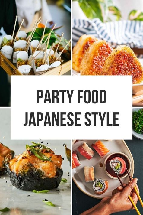 Spice up your party table with these easy Japanese recipes. From sushi to matcha desserts, these ideas are perfect for any celebration. Each recipe features simple ingredients and straightforward instructions. Save this pin to your Recipes board and explore the article for more delicious ideas! Japanese Tea Sandwiches, Japanese Garden Theme Party, Japanese Inspired Appetizers, Sushi Inspired Appetizers, Asian Themed Appetizers, Asian Inspired Appetizers Parties, Wedding Food Japanese, Easy Asian Finger Food, Asian Canapes Ideas