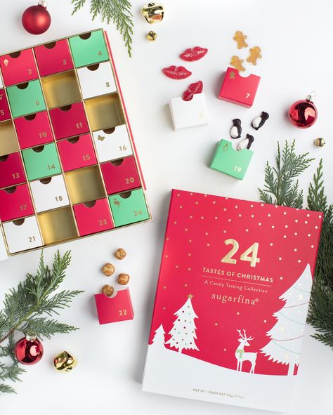 8 Amazing Advent Calendars (Chocolate, Wine, and More!) | Count down the days to Christmas with something delicious, from chocolate and candy to wine and even spirits. Each tiny drawer in this festive collection contains four pieces of Sugarfina's signature candy, including seasonal favorites pumpkin pie caramels and gingerbread cookie bites.  #christmas #adventcalendars #marthastewart Panettone Packaging, Chocolate Food Photography, Stuffing Ideas, Unicorn Cake Decorations, Candy Advent Calendar, Wine Advent Calendar, Christmas Baking Gifts, Luxury Candy, Wood Calendar