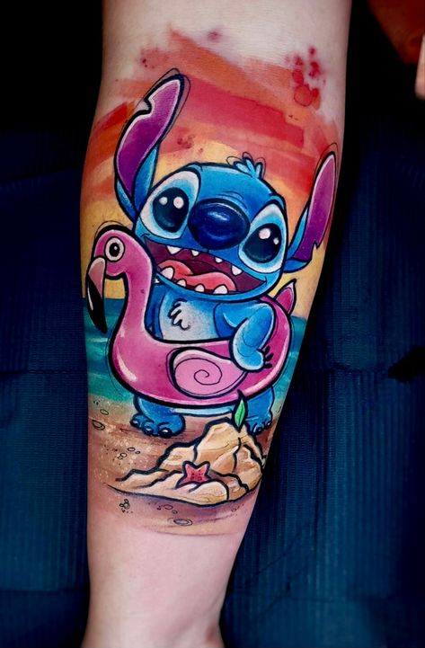 Stitch tattoo Disney Stitch Tattoo, Lilo And Stitch Tattoo, Cover Up Tattoos For Men, Name Tattoos For Moms, Maching Tattoos, Florida Tattoos, Hawaii Tattoos, Sketch Style Tattoos, Stitch Tattoo