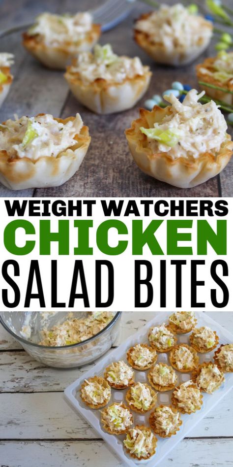 WW Chiicken Salad Bites via @sweeterbydesign Chicken Salad Bites, Weight Watchers Chicken Salad, Ww Appetizers, Weight Watchers Appetizers, Salad Bites, Weight Watchers Lunches, Plats Weight Watchers, Weight Watchers Meal Plans, Weight Watchers Snacks