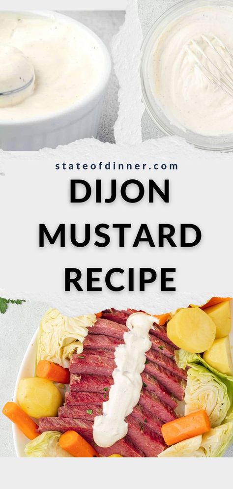 Dijon mustard recipe shots paired with corned beef. Corned Beef Mustard Sauce, Corned Beef Sauce Recipe, White Sauce Recipe For Corned Beef, Corn Beef Sauce, Mustard Sauce For Corned Beef, Sauce For Corned Beef, Dijon Mustard Recipe, Corned Beef Sauce, Corned Silverside