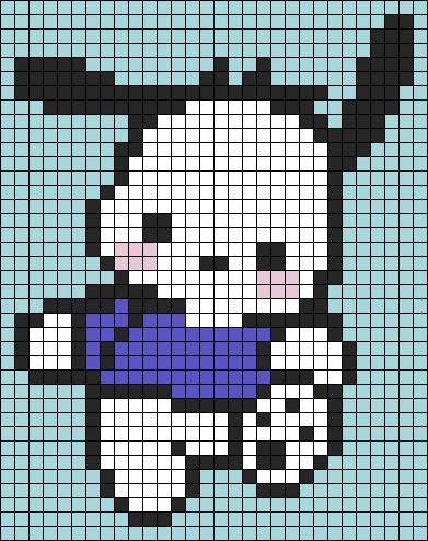 Alpha pattern #162551 | BraceletBook Alpha Patterns Sanrio, Cute Grid Pattern, Hello Kitty Graph, Sanrio Alpha Pattern, Hello Kitty Alpha Pattern, Sanrio Pixel Art, Sanrio Dog, Perler Beads Pattern, Pixel Art Ideas