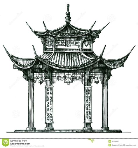 Chinese Architecture Drawing, Modern Chinese Architecture, Japanese Architecture Drawings, Chinese Architecture Traditional, Sketchbook Architecture, Architecture Traditional, Temple Drawing, Architecture Antique, Ancient Chinese Architecture