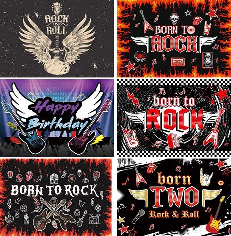 Rock And Roll Party Decorations, Rock And Roll Party, Rock Star Guitar, Star Guitar, Born To Rock, Music Birthday Party, Music Theme Birthday, 1950s Rock And Roll, Rock N Roll Party