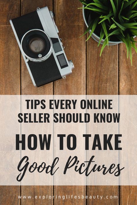 📷 HOW TO TAKE PICTURES | Learn how to take perfect pictures that sell items! Do you need a fancy camera? A mannequin? A background? What is needed for a professional looking picture? Find out here plus more eBay Selling Tips, Etsy Selling Tips, Poshmark Selling Tips on www.exploringlifesbeauty.com Take Pictures Of Clothes To Sell, Reseller Photo Setup, How To Sell Photography, Background For Selling Clothes, Background For Online Selling, How To Take Pictures Of Clothes To Sell, How To Take Great Ebay Photos, How To Sell Stock Photos, Poshmark Photo Tips