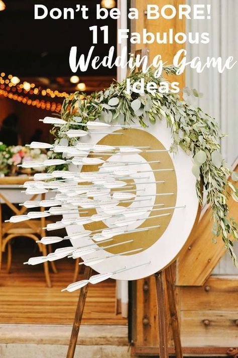 You'll love these 11 fabulous wedding games and other entertainment ideas. There are plenty of options for indoor or outdoor weddings! Your reception will super entertaining for your guests with these interactive games.  #weddingideas #funweddingideas #wedding #weddinggames #outdoorwedding #indoorwedding Wedding Reception Entertainment, Reception Games, Backyard Wedding Decorations, Wedding Reception Games, Wedding Game, Wedding Reception Fun, Reception Seating, Wedding Activities, Wedding Entertainment