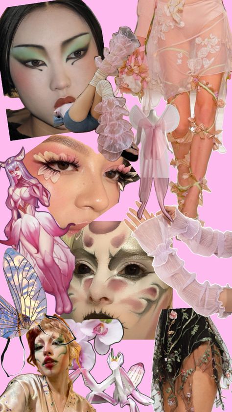 Mood board for Orchid Mantis costume Orchid Mantis Costume, Orchid Inspired Fashion, Orchid Mantis Aesthetic, Orchid Costume, Mantis Costume, Orchid Mantis, Bug Costume, Praying Mantis, Bird Drawings