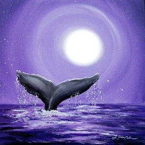 Whale Painting, Moonlight Painting, Small Canvas Paintings, Simple Canvas Paintings, Cute Canvas Paintings, Canvas Painting Designs, A Whale, Canvas Painting Diy, Small Canvas Art