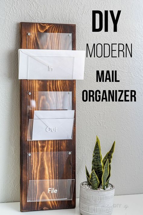 WOW! This is so cool and easy! Learn how to make a DIY modern mail organizer with plexiglass and wood. This modern project using a heat flame to bend acrylic! Easy and quick project! #anikasdiylife Plexiglass Diy Projects, Diy Mail Organizer, Mail Organizer Wall, Diy Mail, Letter Organizer, Mail Organizer, Diy Cans, Beginner Woodworking Projects, Diy Holder