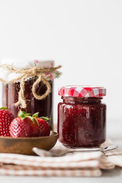 Vanilla Bean Strawberry Jam - the perfect use for summer berries! Jam And Bread, Jam Aesthetic, Canning Jam, Berry Jam, Product Photographer, Dessert Ingredients, Summer Berries, Homemade Jam, Homemade Vanilla