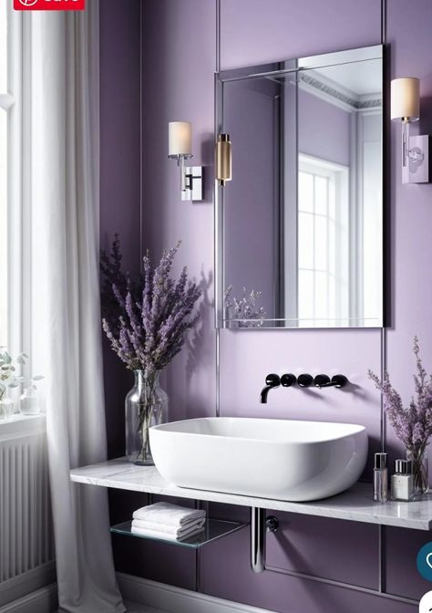 Purple Bathroom Paint, Light Purple Paint Colors, Light Purple Bathroom, Purple Bathroom Ideas, Light Purple Paint, Bathroom Colours, Trendy Paint Colors, Lavender Bathroom, Purple Bathroom