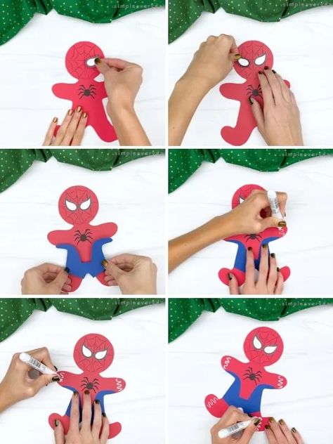 Here's Your Spiderman Gingerbread Man Template Spiderman Gingerbread Man, Disguise Gingerbread Man Ideas, Disguise A Gingerbread Man Ideas, Disguise The Gingerbread Man, Gingerbread Man Disguise Project, Spiderman Template, Foam Gingerbread Men, Marvel Gingerbread, Ninja Gingerbread Man