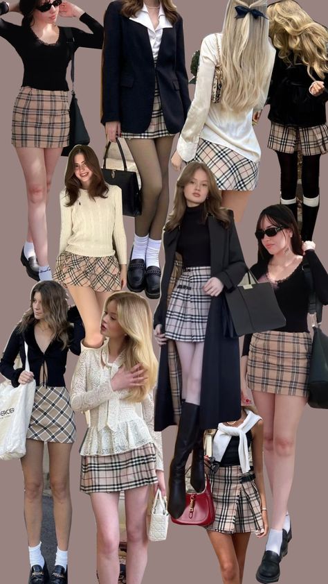 #fashion #burberry #skirt #outfit #cuteoutfit #beige #aesthetic #outfitaesthetic #martinaoksanich #itgirl #itgirlaesthetic #itgirloutfit #inspo #inspoboard #skirts #oldmoney #oldmoneyaesthetic Burberry Mini Skirt Outfit, Burberry Aesthetic Outfit, Burberry Skirt Outfit, Beige Aesthetic Outfit, Burberry Aesthetic, Burberry Skirt, Burberry Outfit, Miniskirt Outfits, Earth Angel