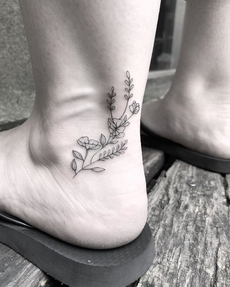 Larkspur Flower Tattoo Wrap Around, Tattoo Ideas Larkspur, Fine Line Larkspur Tattoo, Larkspur Fine Line Tattoo, Larkspur Sketch, Larkspur Line Art, Larkspur Tattoo, Tattoo Ankle, Delicate Tattoo