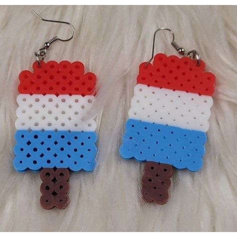 Perler Beads Popsicle Earrings The Holes Are Bigger On Oneside But Still Cute. Perler Bead Animals, Perler Bead Patterns Small, Perler Bead Ideas, Popsicle Earrings, Perler Earrings, Turtle Coloring, Turtle Coloring Pages, Bomb Pop, Pearl Beads Pattern