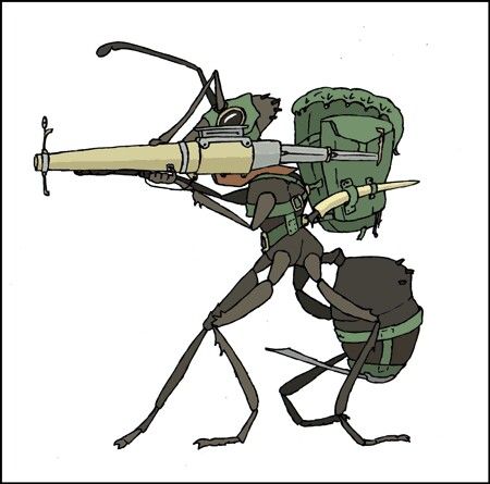 biopunk army ant Ant Drawing Reference, Bug Soldier, Ant Character Design, Fantasy Soldier, Mad Max Aesthetic, Ant Cartoon, Thri Kreen, Bug People, Ant Tattoo