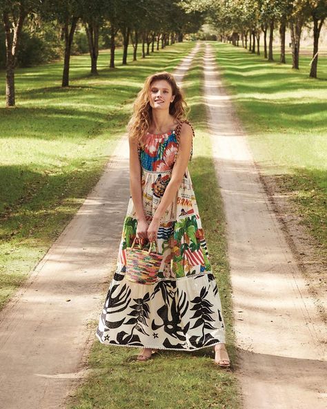 Neiman Marcus on Instagram: “Dreaming of a sunny escape? Add a touch of the tropics to your closet with vibrant new arrivals in cheerful colors & playful prints that…” Rainbow Patch, Embroidered Trim, Maxi Tank Dress, Colorful Rainbow, Farm Rio, Blouse Outfit, Tier Skirt, Aaliyah, Anthropologie Dress