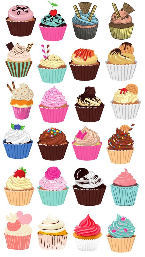 Cupcakes Art Drawing, Colourful Cupcakes, Preschool Classroom Themes, Cupcake Painting, Cupcake Illustration, Vintage Cupcake, Cupcake Drawing, Soft Art, Cake Drawing