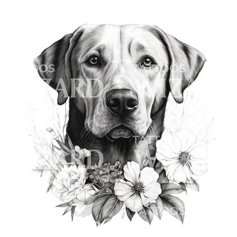 Celebrate the joy your pet brings into your life with a pet-themed tattoo that reflects their spirit. #JoyfulMemories #PetInk Labrador Retriever Tattoo, Black And Grey Tattoo Design, Labrador Tattoo, Grey Labrador, Grey Tattoo Design, Pet Memorial Tattoo, Unique Half Sleeve Tattoos, Pet Tattoos, Labrador Noir