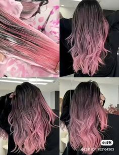 Hair Color Ideas For Medium Brown Hair, Pink Balyage Long Hair Brunettes, Hair Color Ideas Peekaboo, Dyed Hair Korean, Balayage Hair Pink, Brown To Pink Hair, Pink Underdye Hair, Ombre Pink Hair, Pink Balayage Hair