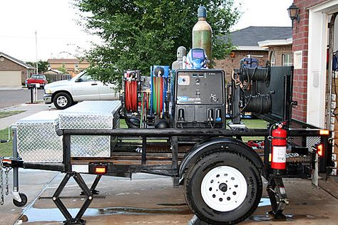 Portable Welding Trailer, by R. Davis | This trailer started… | Flickr Welding Trailer, Trailer Deck, Welding Table Diy, Welding Trucks, Welding Rig, Mobile Welding, Cool Welding Projects, Work Trailer, Welding Rigs