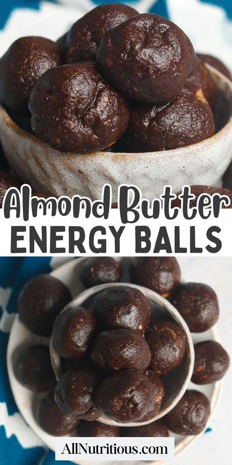 This incredible high protein snack is an almond butter lover’s dream. You can enjoy more healthy snacks with these yummy almond butter energy balls. Almond butter is the perfect ingredient to give you a quick healthy energy boost. Almond Butter Protein Balls, Almond Butter Energy Balls, Almond Butter Snacks, Pan Dishes, Nutritious Desserts, Healthy High Protein Snacks, Apple Chips Baked, Almond Butter Recipes, High Protein Snack