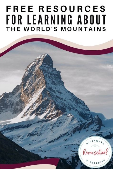 If you are studying different terrains or biomes in your geography units, then these free resources for learning about the world’s mountains will be a great addition. Geography Printables, Literature Unit Studies, Mountain Crafts, Geography For Kids, Homeschool Geography, Homeschool Freebies, Montessori Practical Life, Geography Lessons, Homeschool Elementary