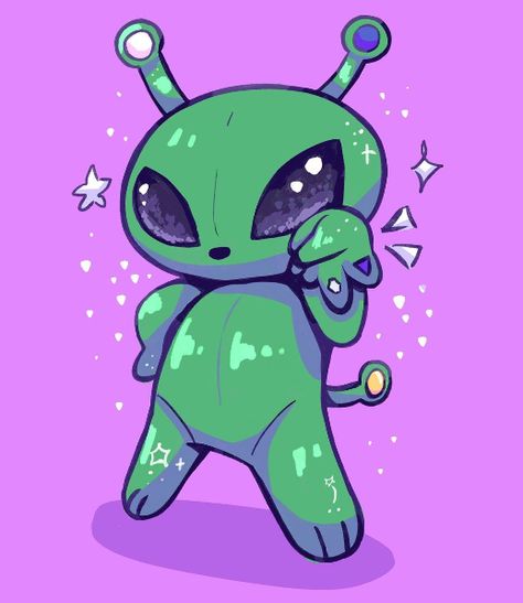 Cute Alien Art, Chibi Alien, Space Bujo, Clay Alien, Alien Icon, Ikea Alien, Fursona Ideas, Puzzle Pictures, Alien Plants