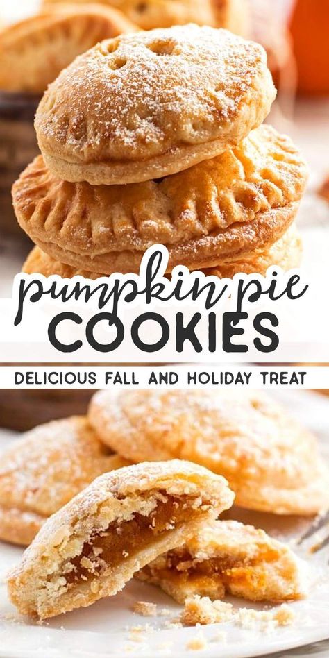 Holiday Desserts Thanksgiving, Fun Holiday Desserts, Mini Pumpkin Pie, Vegan Pumpkin Pie Recipe, Autumn Cookies, Halloween Dessert Table, Best Pumpkin Pie Recipe, Pumpkin Pie Cookies, Pumpkin Pie Recipe Easy