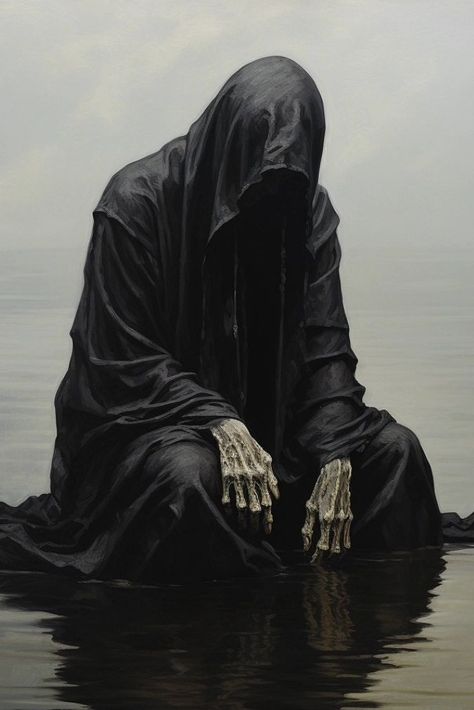 Grim Reaper Oil Painting, Ring Wraith Art, Reaper Painting, Wraith Art, Grim Reaper Statue, Reaper Aesthetic, Grim Reaper With Scythe, Ring Wraith, Reaper Wallpaper