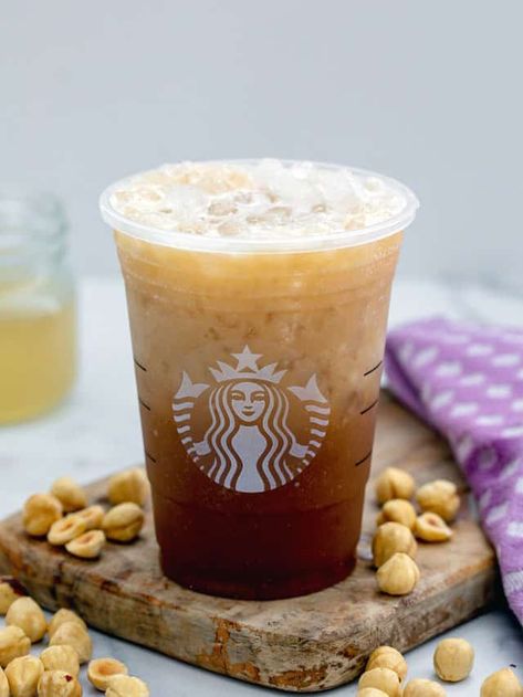 Iced Hazelnut Oatmilk Shaken Espresso {Starbucks Copycat} | We are not Martha Hazelnut Shaken Espresso Starbucks, Hazelnut Syrup Recipe, Oatmilk Shaken Espresso Starbucks, Shaken Expresso, Shaken Espresso Starbucks, Hazelnut Extract, Shaken Espresso, Drink At Home, Copycat Starbucks Recipes