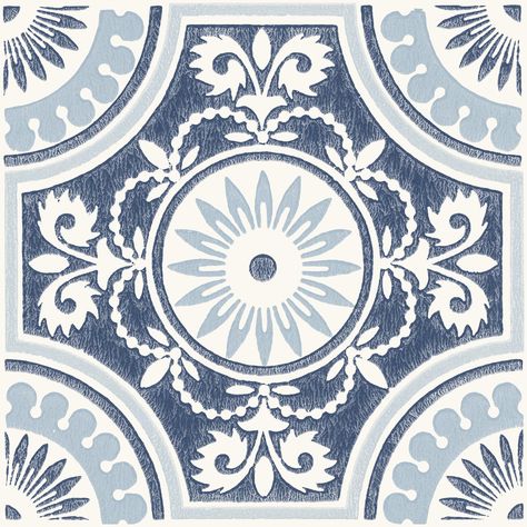 "Buy the FloorPops Ezra Peel & Stick Floor Tiles at Michaels. com. This bold retro print will give your floors a whole new vibe! This bold retro print will give your floors a whole new vibe! These peel and stick floor tiles feature intricate blue medallions with fleur detailing. Simply apply this peel and stick floor tiles to update your space. Details: Available in assorted colors 12\" x 12\" each tile size Includes 10 tiles Covers 10 sq. ft. Peel and stick application Water resistant and washa Blue And White Kitchen Floor, Bathroom Peel And Stick Tile Floor, Blue Bathroom Floor Tile, French Country Entryway, Peel And Stick Floor Tiles, Self Adhesive Floor Tiles, Stick Floor Tiles, Adhesive Floor Tiles, Peel And Stick Floor