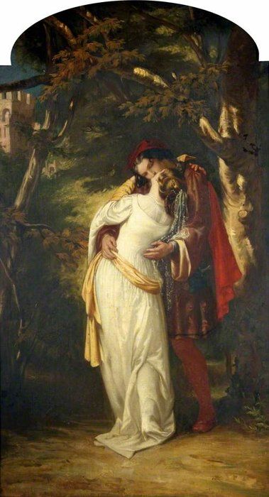 Romeo and Juliet by Alfred Elmore (1815-1881, Ireland) | Reproductions Alfred Elmore | ArtsDot.com Shakespeare Illustrations, Juliet Painting, Romeo And Juliet Art, Pre Raphaelite Art, John Everett Millais, Walker Art, Pre Raphaelite, Art Story, Art Uk