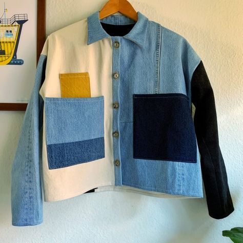 Patchwork Denim Jacket • Knitting Ideas For Beginners, Ropa Upcycling, Patchwork Art, Love The Process, Patchwork Denim Jacket, Patchwork Diy, Denim Scraps, Patchwork Clothes, Crochet Blanket Pattern