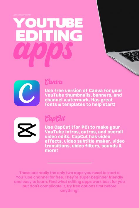 Apps For Content Creators, Youtube Channel Tips, Free Editing Apps, How To Start Youtube, Fashion Podcast, Best Editing App, Youtube Channel Name Ideas, Starting A Youtube Channel, Start Youtube Channel