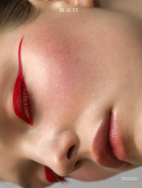 High Fashion Makeup Editorial, Chic Manicure, Tracing Lines, Vogue Ukraine, High Fashion Makeup, Red Makeup, Matte Red, Eye Makeup Art, Manicures Designs