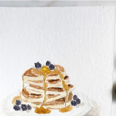 Emily Lex on Instagram: "Saturdays are for pancakes 🥞. Preferably, blueberry 🫐.  #watercolor #illustration #pancakes #blueberries #brunch" Watercolor Calendar Ideas, Watercolor Pancakes, Pancake Watercolor, Pancakes Drawing, August Watercolor, Blueberry Watercolor, Watercolor Blueberries, Pancake Drawing, Illustration Calendar