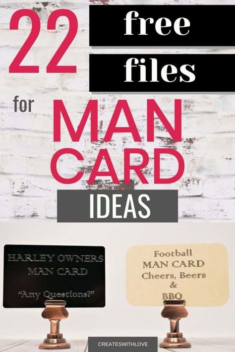 22 FREE files for Man Card Ideas. Surprise him with a handmade man card. I created a nice variety of choices for you to easily engrave with your Cricut Maker or you can simply print them and even laminate them if you please. These man card ideas are sure to please for Father's Day or a Birthday or any day! #diycraft #cricutmade #cricutmaker Cricut Birthday Cards For Men, 65th Birthday Cards, Cricut Birthday Cards, Easy Gift Idea, 3d Birthday Card, Man Card, Cricut Birthday, Birthday Cards For Son, Free Birthday Card