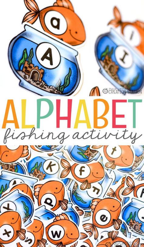 Fishing for the Alphabet Game | Mrs. Jones' Creation Station Prek Stations, Magic Classroom, Fishing Activity, Pet Study, Pet Activities, Learn Alphabet, Alphabet Game, Activities Kindergarten, Letter Games