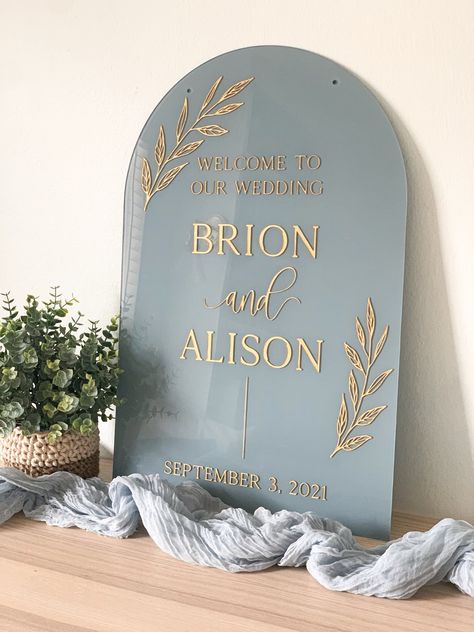 Wedding Signs - Ouch! - Struggling to find the ideas that you have been searching for? Look no further, get it TODAY! Acrylic Wedding Signs Gold Foil, Flower Letters Wedding, Cricut Wedding Decorations, Glowforge Wedding, Arch Welcome Sign, Arch Wedding Decor, Painted Welcome Sign, Wedding Welcome Sign Acrylic, Back Arch