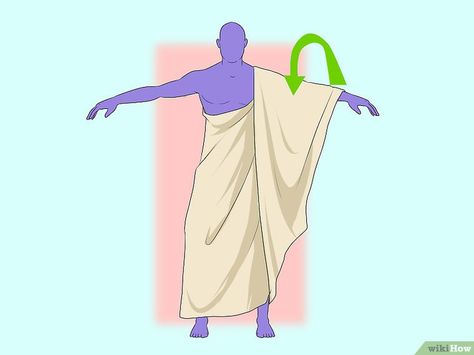 How to Make an Authentic Roman Toga: 14 Steps (with Pictures) How To Make A Toga, Toga Outfits, Diy Toga, Goddess Shoot, Greek Party Theme, Greek Toga, Roman Toga, Greek Theme, Roman Clothes